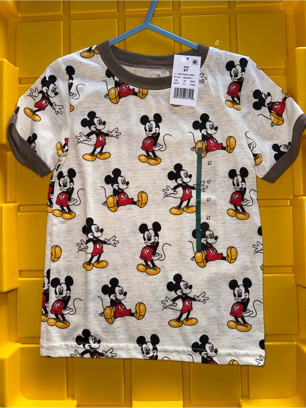 Kids Mickey Mouse Short Sleeve Tee - Heather Gray with Black Trim